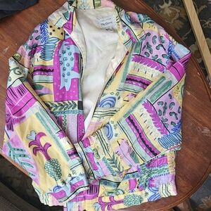 100% silk vintage lined Oleg Cassini bomber jacket